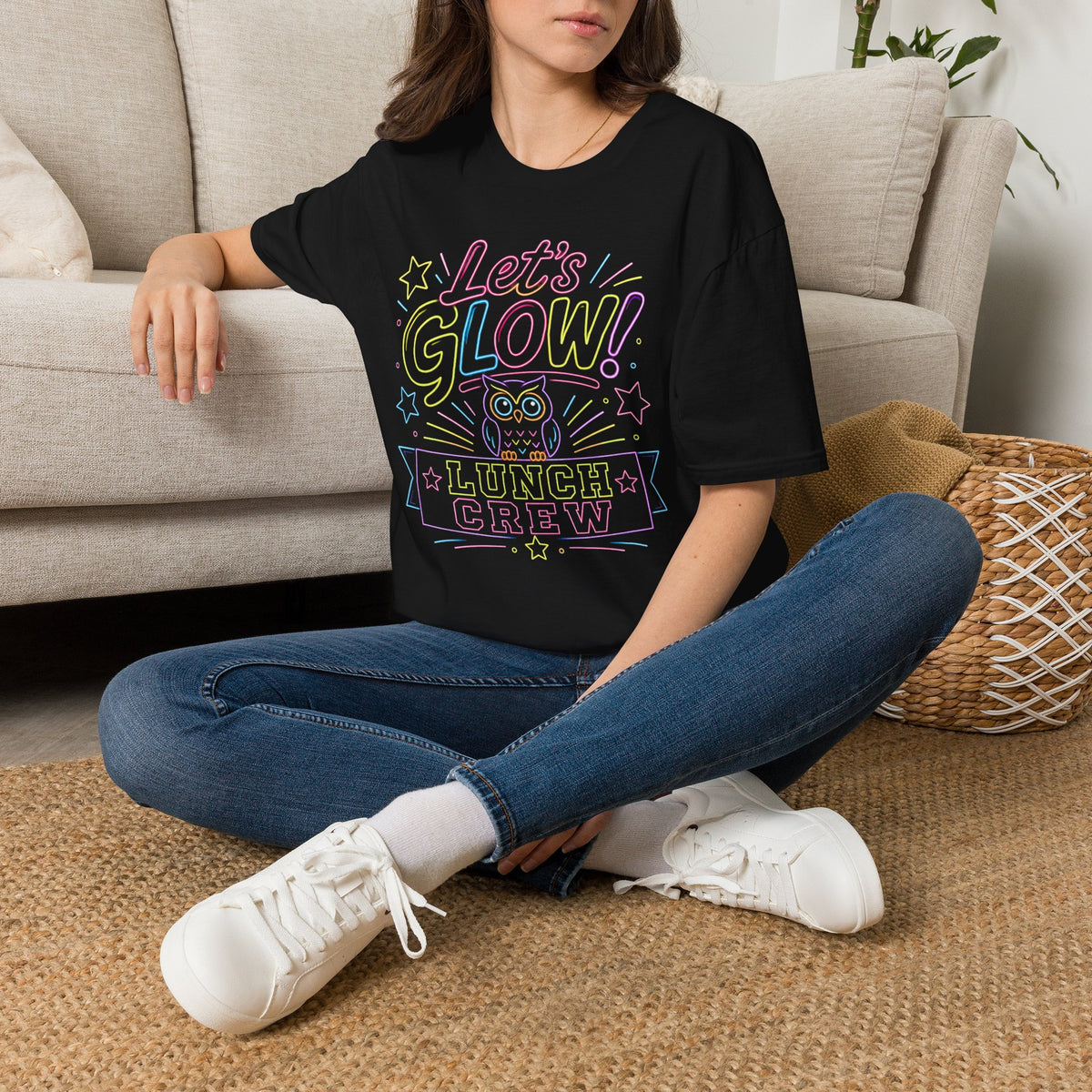 Let's Glow! Neon Owl Cafeteria Ladies' Shirt