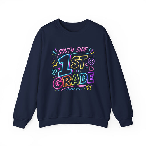 1st Grade Crewneck Sweatshirt — 'South Side' Colorful Back-to-School Pullover