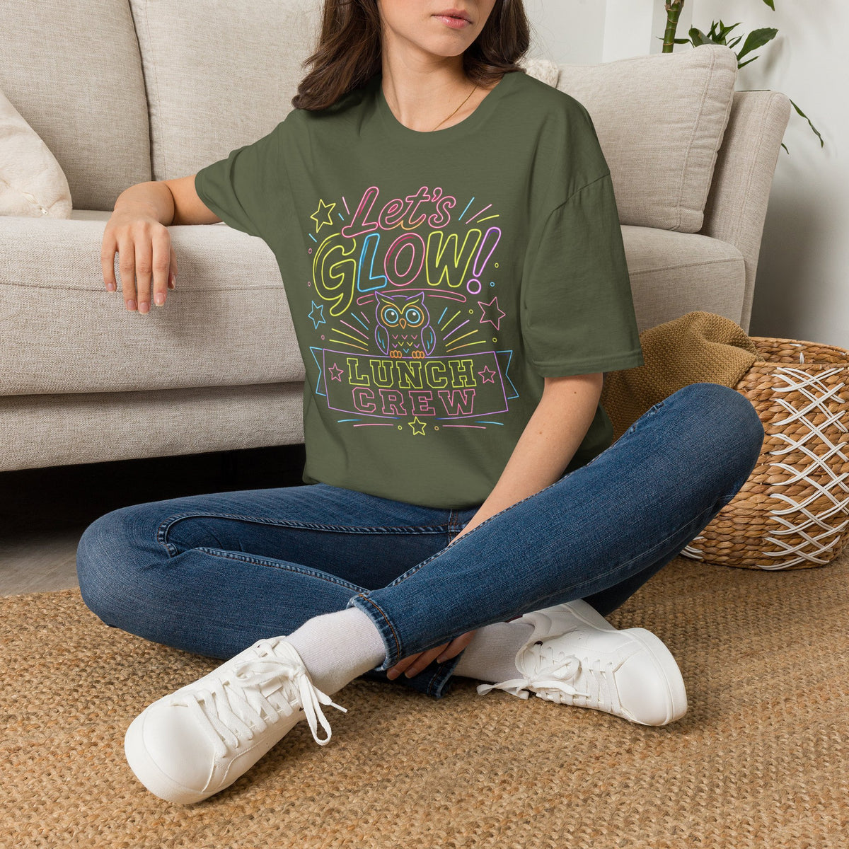 Let's Glow! Neon Owl Cafeteria Ladies' Shirt