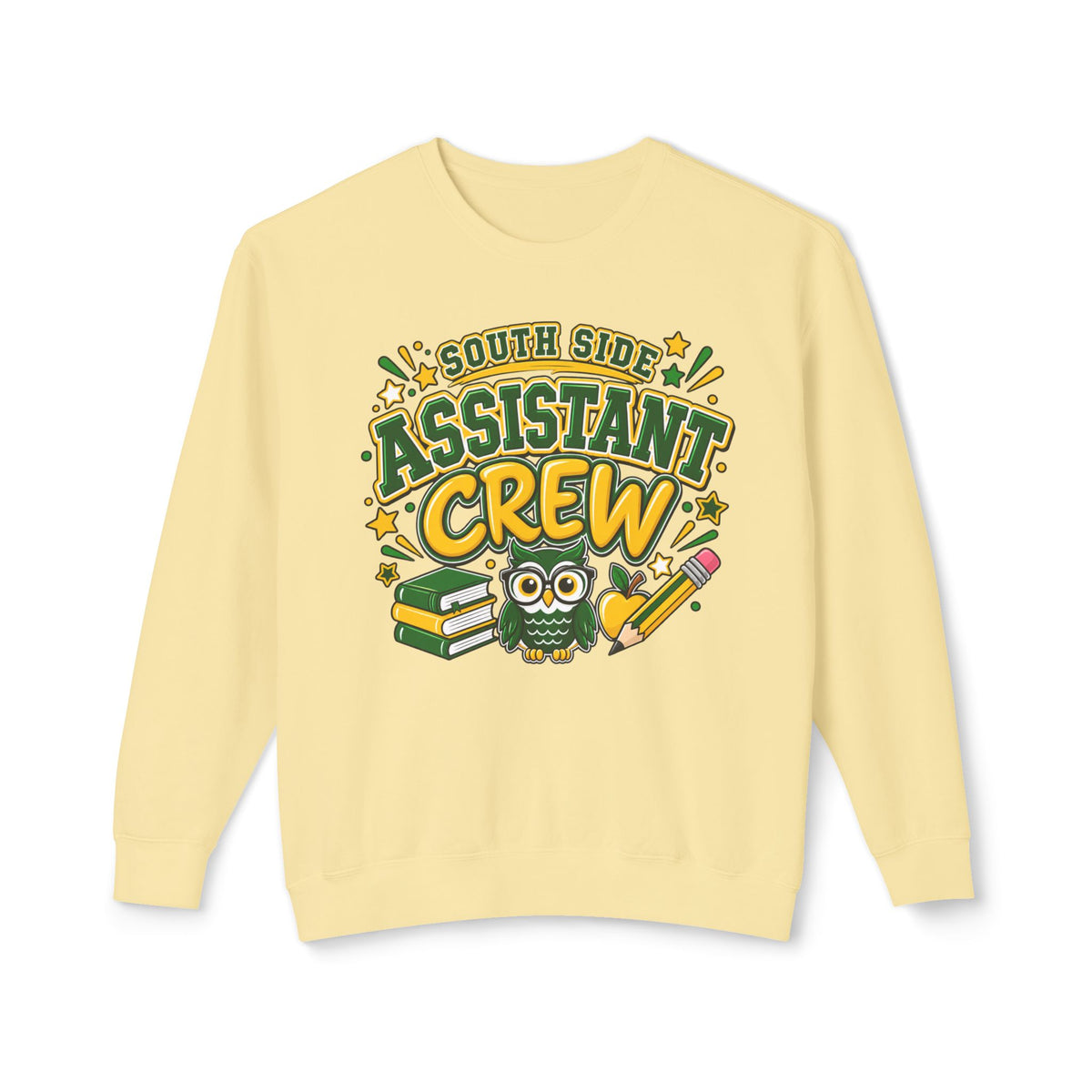 Assistant Crew Sweatshirt — "South Side Assistant Crew" Cute Owl School Staff Gift