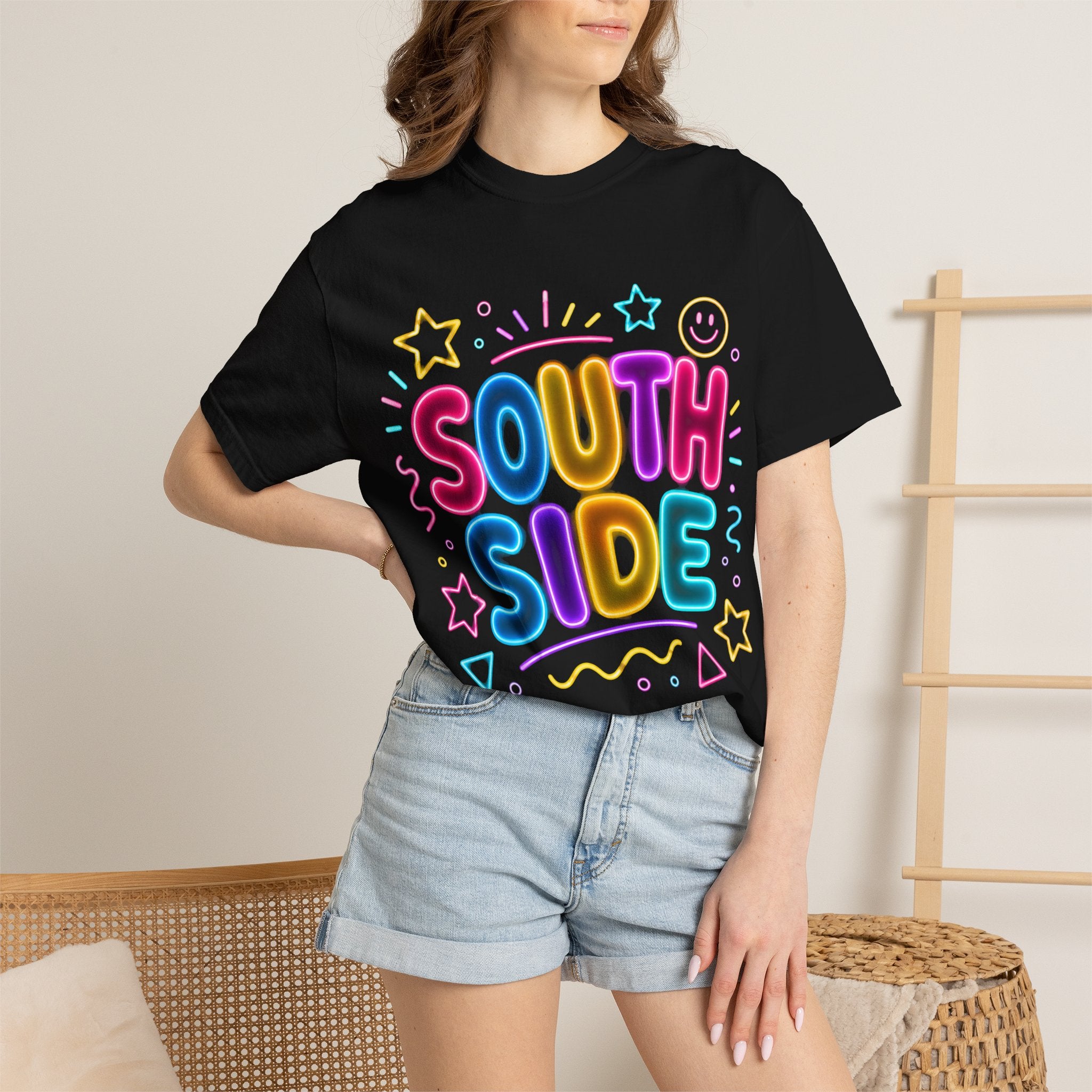 South Side Neon Graphic T-Shirt — Colorful Retro Streetwear Top