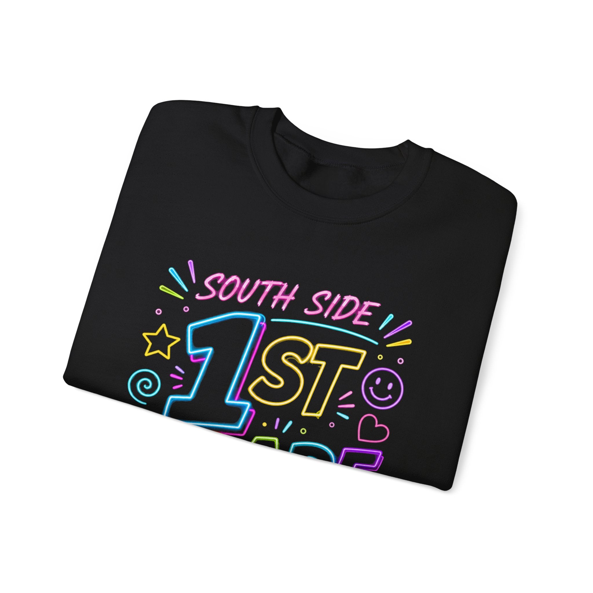 1st Grade Crewneck Sweatshirt — 'South Side' Colorful Back-to-School Pullover