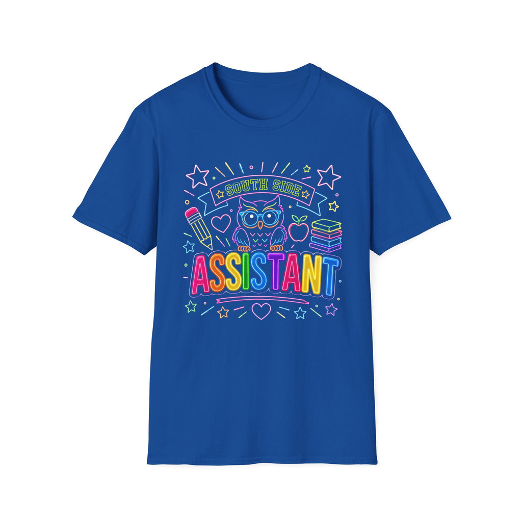 South Side Assistant Neon Owl T-Shirt — Colorful School Teacher Appreciation Tee